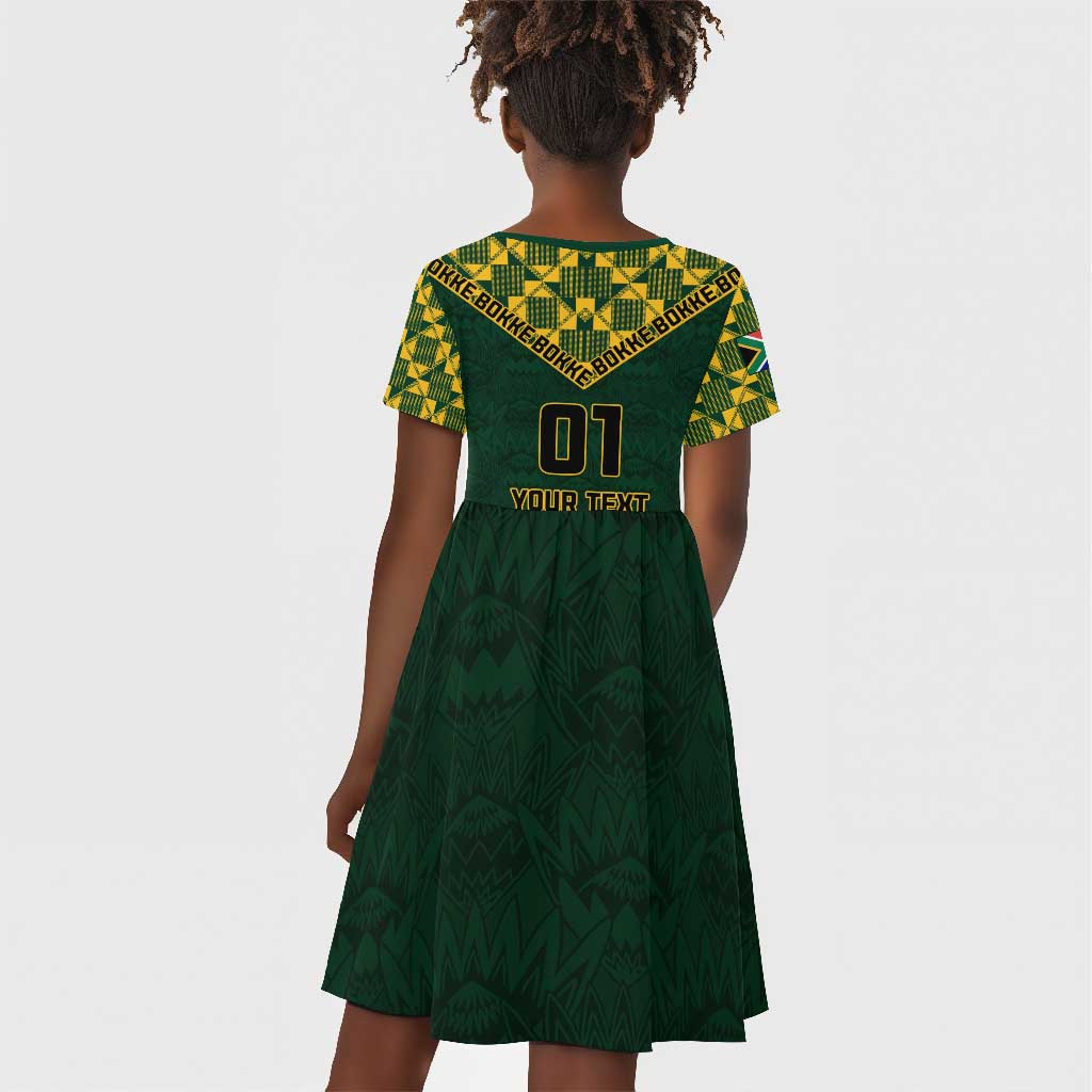 Custom South Africa Rugby Kid Short Sleeve Dress - Go Bokke Champion, World Cup