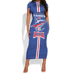 Custom Cape Verde 2026 Football Short Sleeve Bodycon Dress Blue Sharks WC Debut - African Pride
