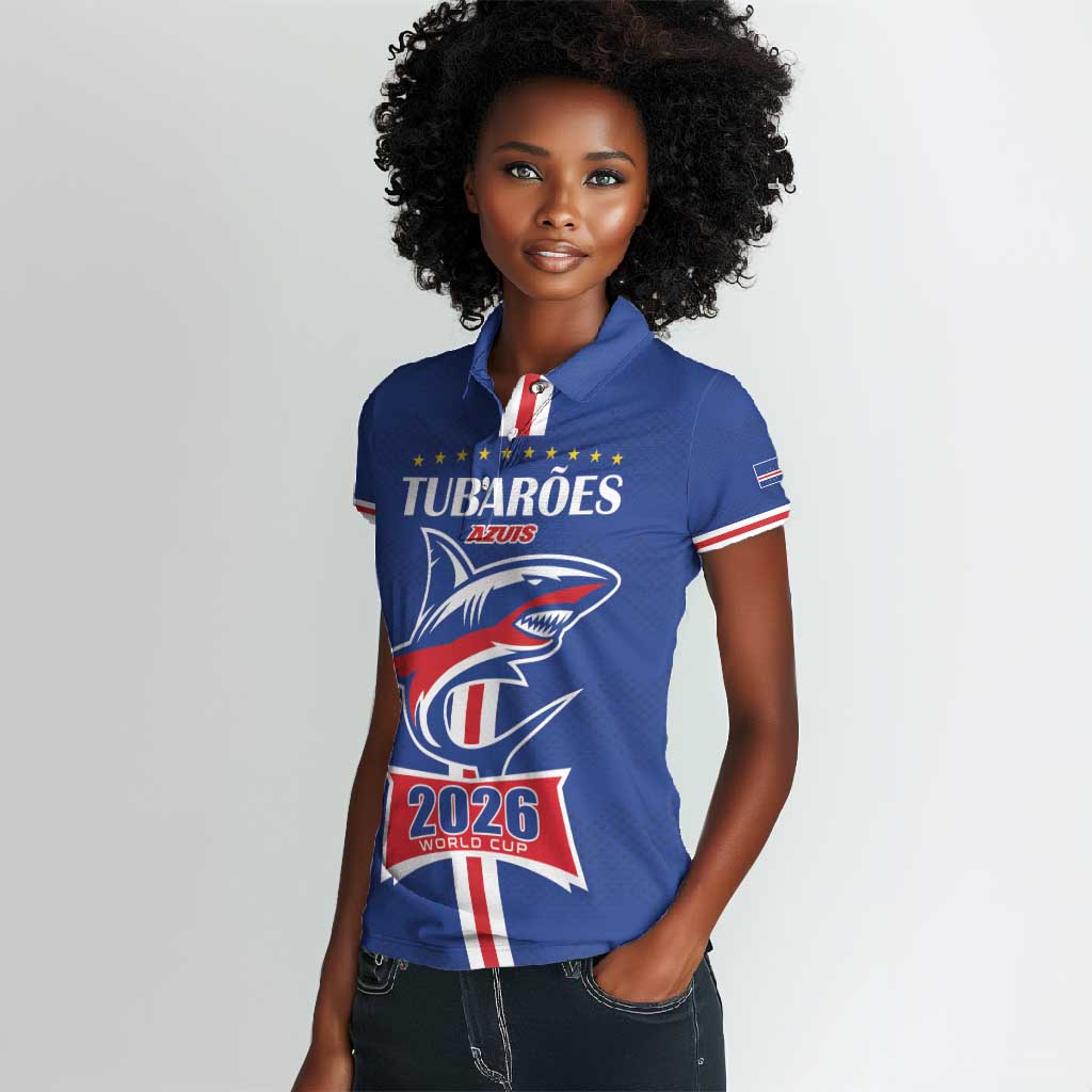Custom Cape Verde 2026 Football Women Polo Shirt Blue Sharks WC Debut - African Pride