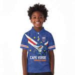 Custom Cape Verde Football Kid Polo Shirt Tubaroes Azuis Make History - African Pride