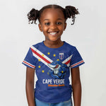 Custom Cape Verde Football Kid T shirt Tubaroes Azuis Make History - African Pride