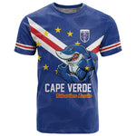 Custom Cape Verde Football T shirt Tubaroes Azuis Make History - African Pride