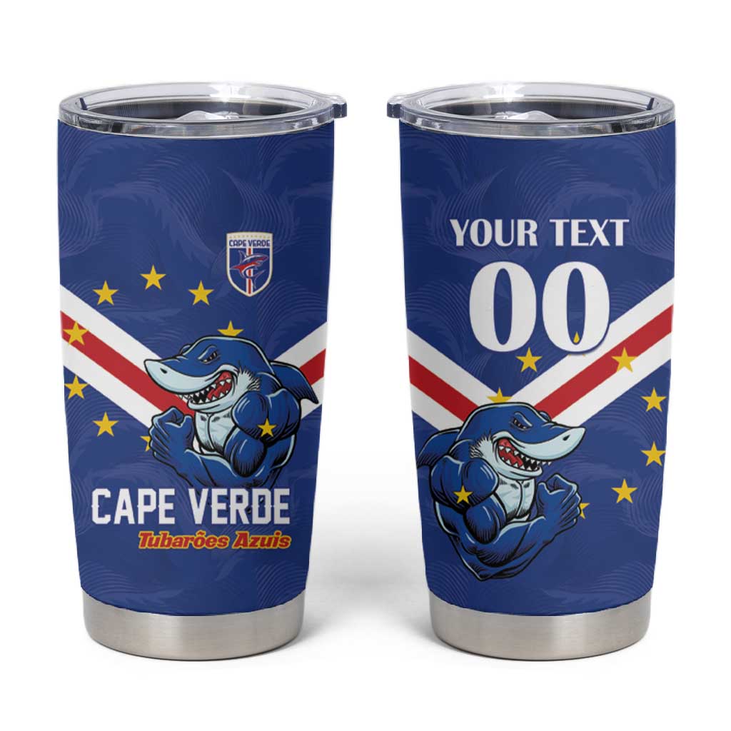 Custom Cape Verde Football Tumbler Cup Tubaroes Azuis Make History - African Pride