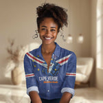 Custom Cape Verde Football Women Casual Shirt Tubaroes Azuis Make History - African Pride