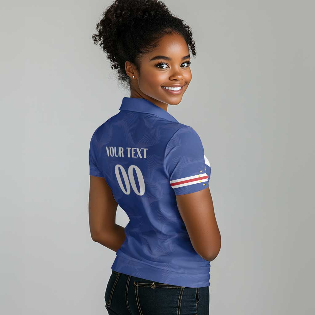 Custom Cape Verde Football Women Polo Shirt Tubaroes Azuis Make History - African Pride
