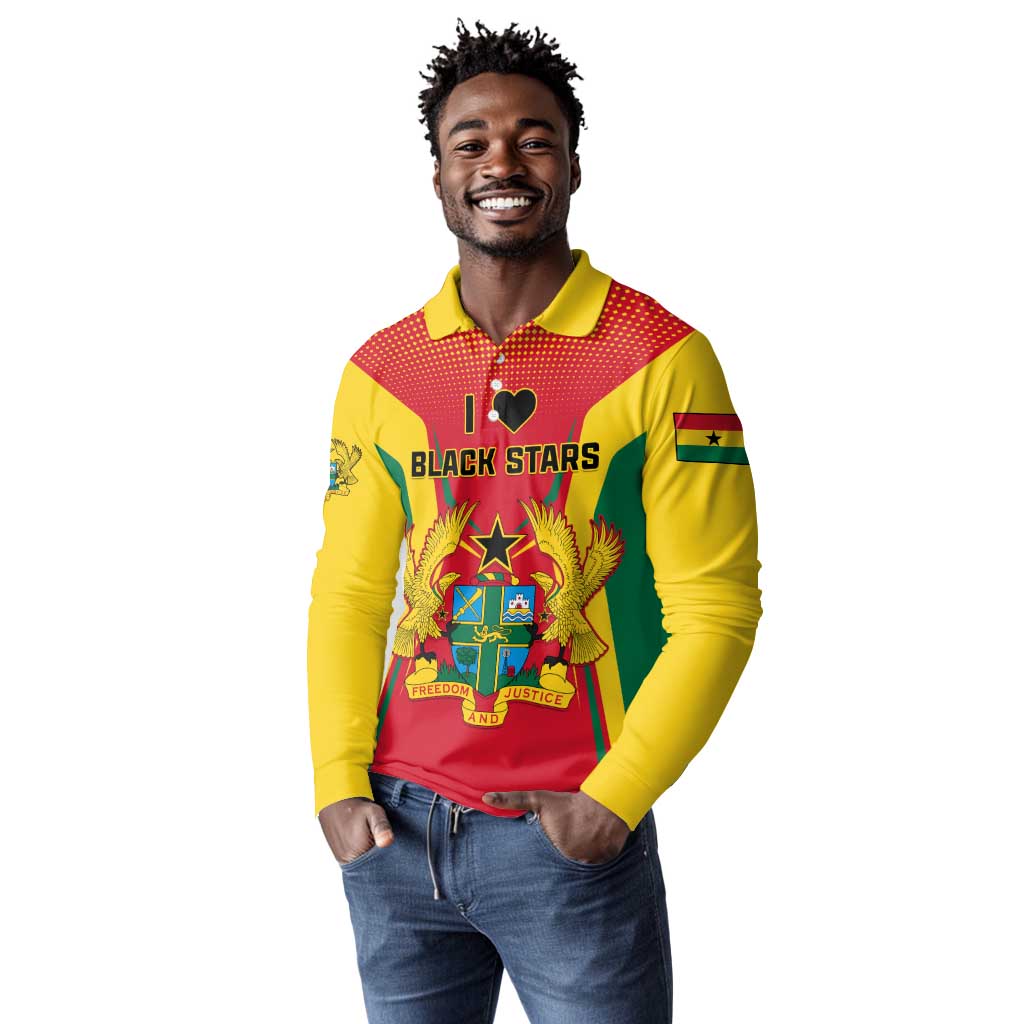 Support the Black Stars - Ghana Football Long Sleeve Polo Shirt