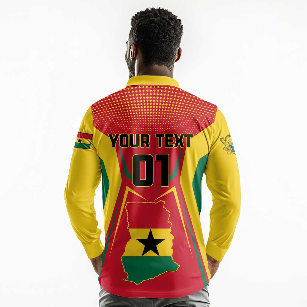 Support the Black Stars - Ghana Football Long Sleeve Polo Shirt