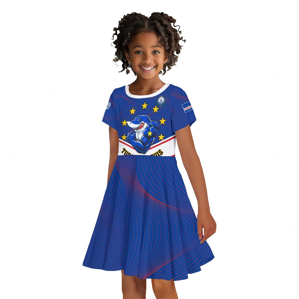 Support the Tubaroes Azuis - Cape Verde Football Kid Short Sleeve Dress
