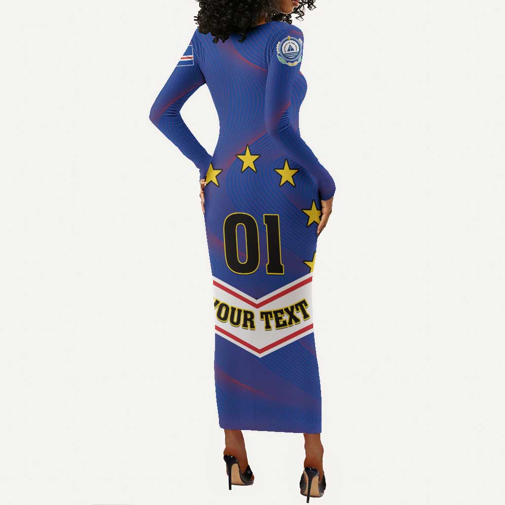 Support the Tubaroes Azuis - Cape Verde Football Long Sleeve Bodycon Dress LT01