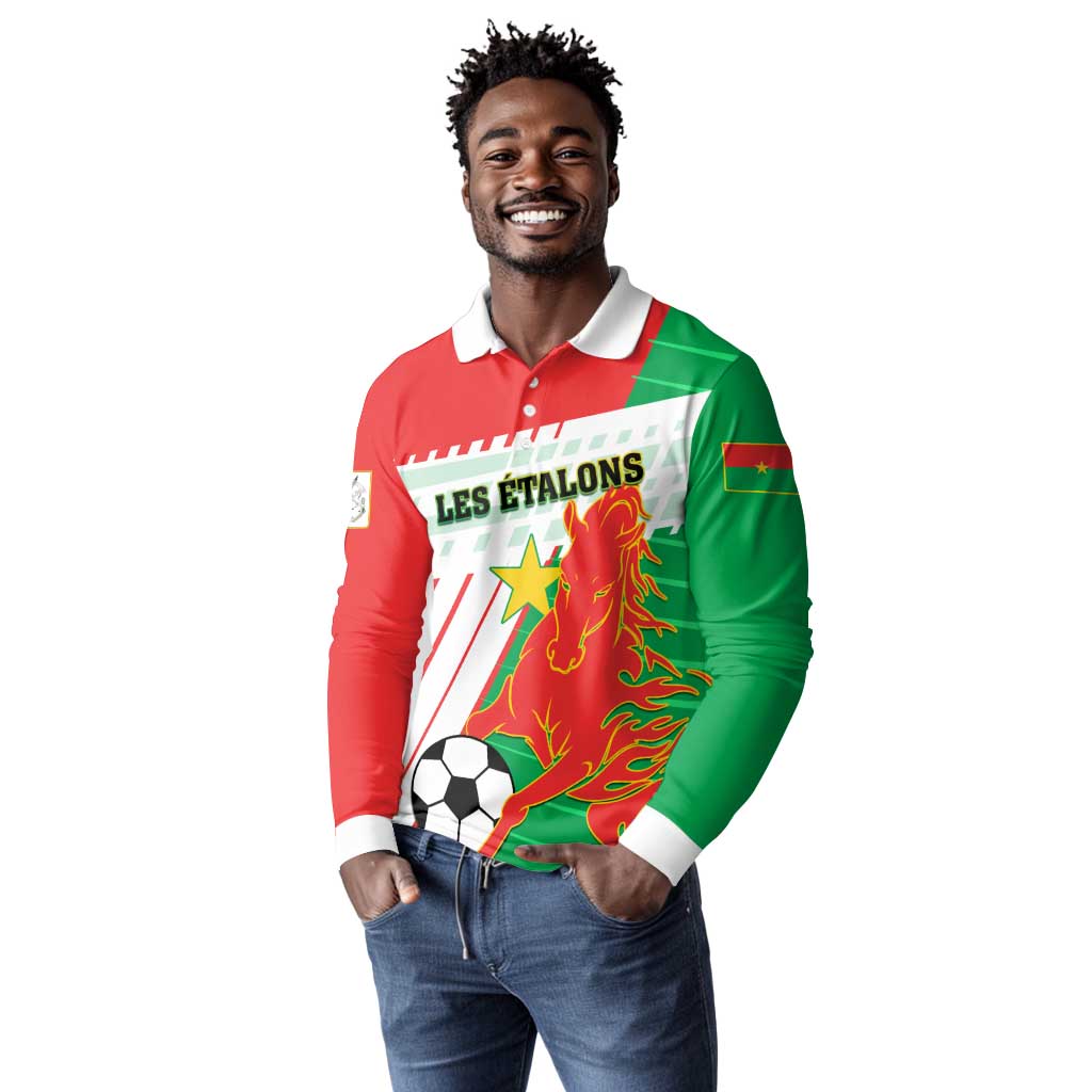 Support Les Etalons - Burkina Faso Football Long Sleeve Polo Shirt