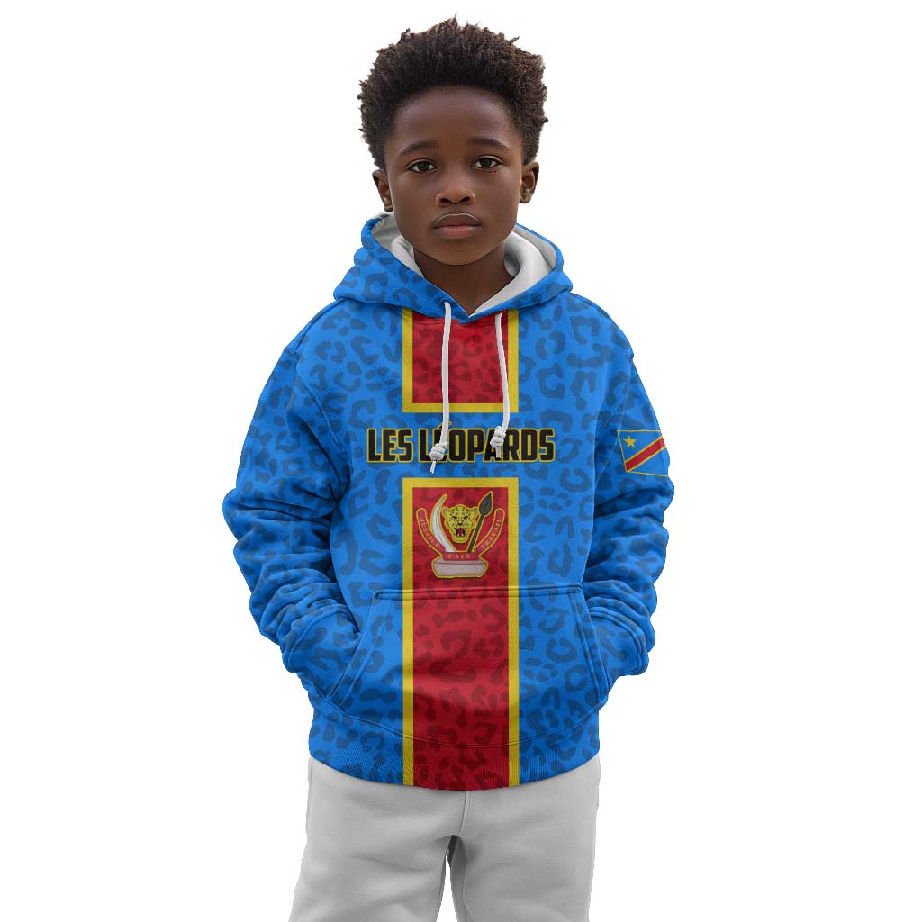 Support Les Leopards - DR Congo Football Kid Hoodie