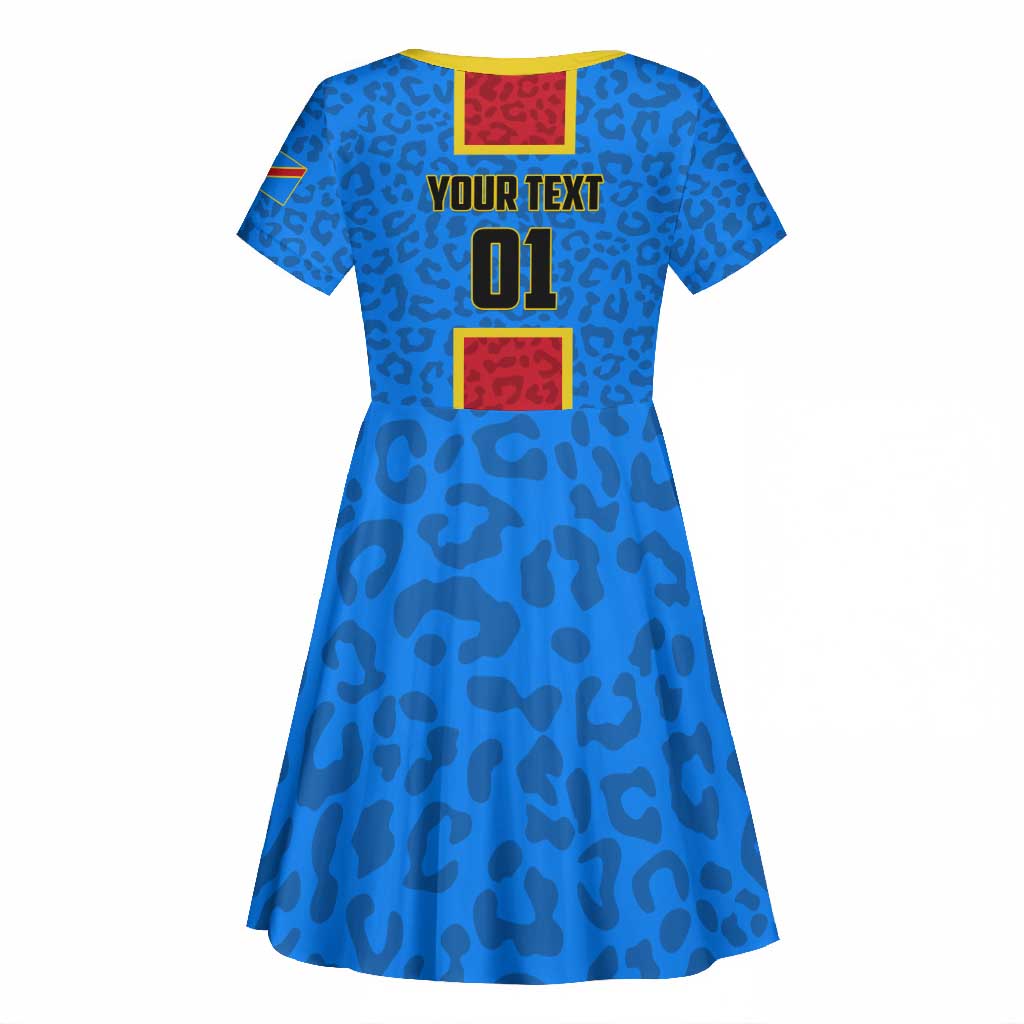 Support Les Leopards - DR Congo Football Kid Short Sleeve Dress