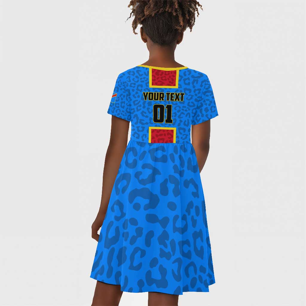Support Les Leopards - DR Congo Football Kid Short Sleeve Dress