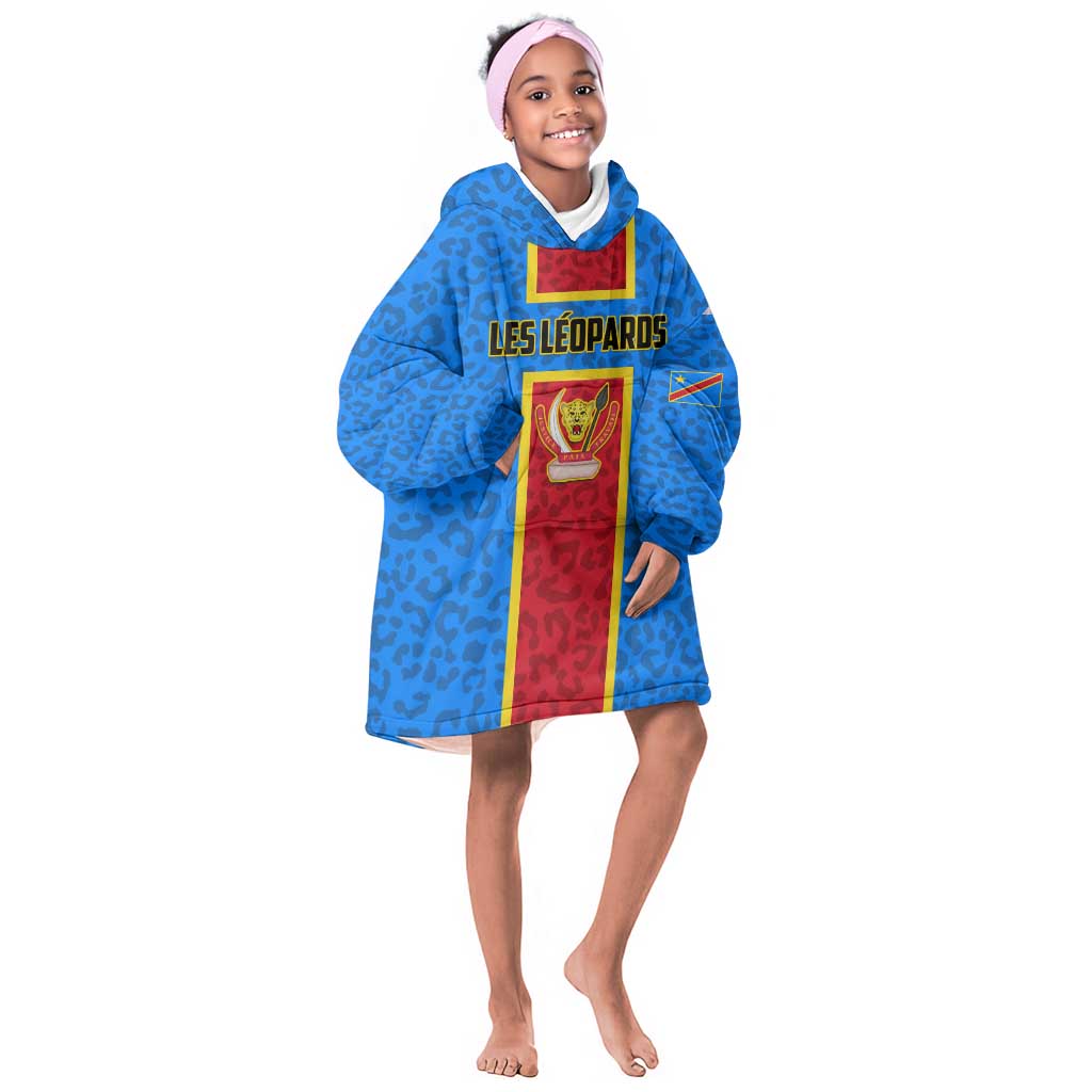 Support Les Leopards - DR Congo Football KId Wearable Blanket Hoodie