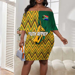Personalized South Africa Off Shoulder Short Dress with Springbok and Proteas African Pattern LT01