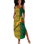 Personalized South Africa Summer Maxi Dress with Springbok and Proteas African Pattern