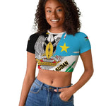 Personalized South Sudan Raglan Cropped T shirt East Africa - Grunge Flag Unique