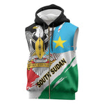 Personalized South Sudan Sleeveless Zip Hoodie East Africa - Grunge Flag Unique - African Pride