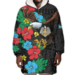 South Sudan Wearable Blanket Hoodie African Pattern Hibiscus Floral