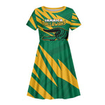 Custom Afro Jamaica Cricket Tallawahs Kid Short Sleeve Dress Fi Wi Tallawahs Champions