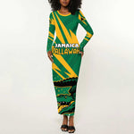 Custom Afro Jamaica Cricket Tallawahs Long Sleeve Bodycon Dress Fi Wi Tallawahs Champions