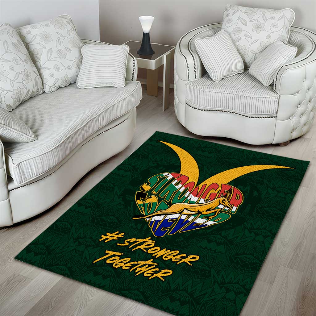South Africa Rugby Area Rug - Stronger Together, Stronger Forever, Bokke World Cup