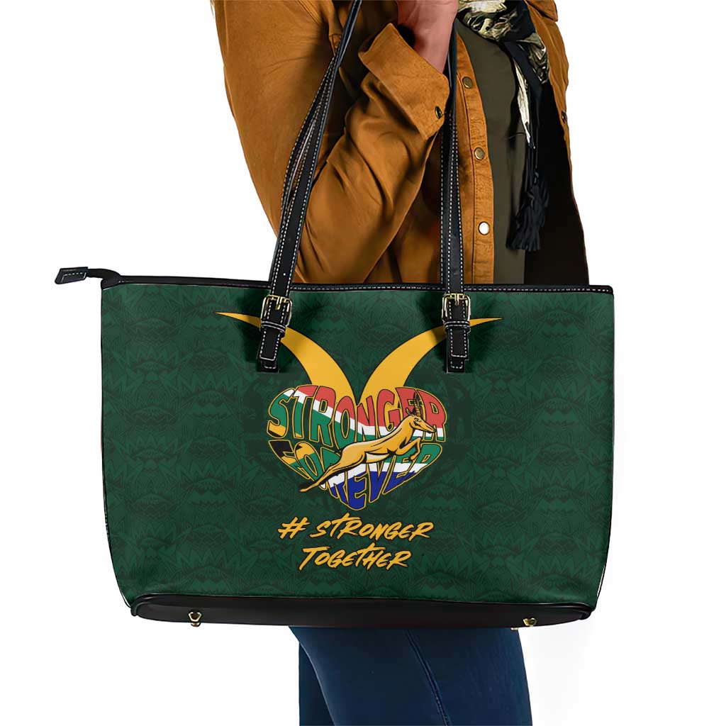 South Africa Rugby Leather Tote Bag - Stronger Together, Stronger Forever, Bokke World Cup