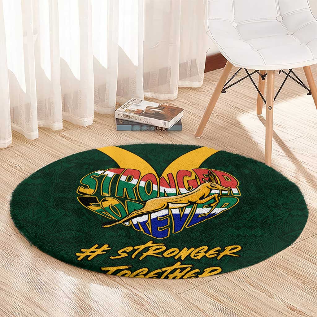 South Africa Rugby Round Carpet - Stronger Together, Stronger Forever, Bokke World Cup