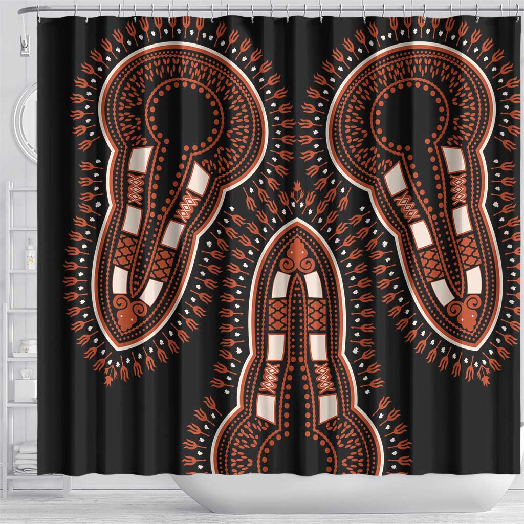African Dashiki Shower Curtain Afro Vintage Pattern