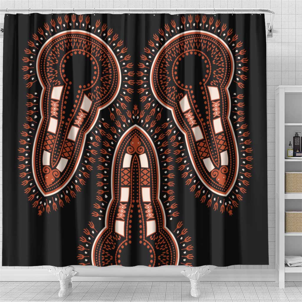 African Dashiki Shower Curtain Afro Vintage Pattern