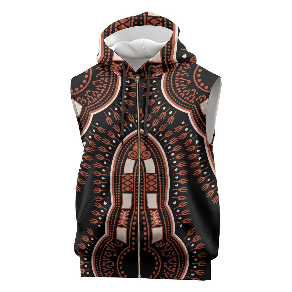 African Dashiki Sleeveless Zip Hoodie Afro Vintage Pattern - African Pride