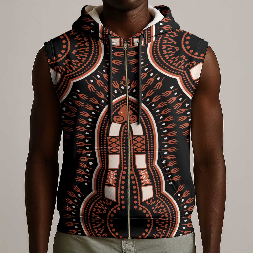 African Dashiki Sleeveless Zip Hoodie Afro Vintage Pattern - African Pride