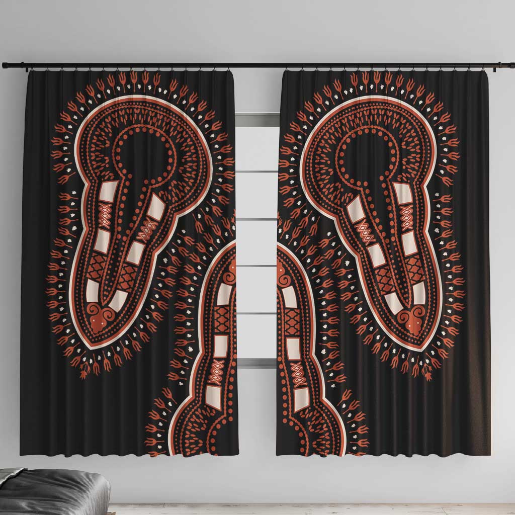 African Dashiki Window Curtain Afro Vintage Pattern