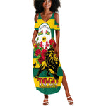 Togo Independence Day Summer Maxi Dress Lion With Rosa Flag Style