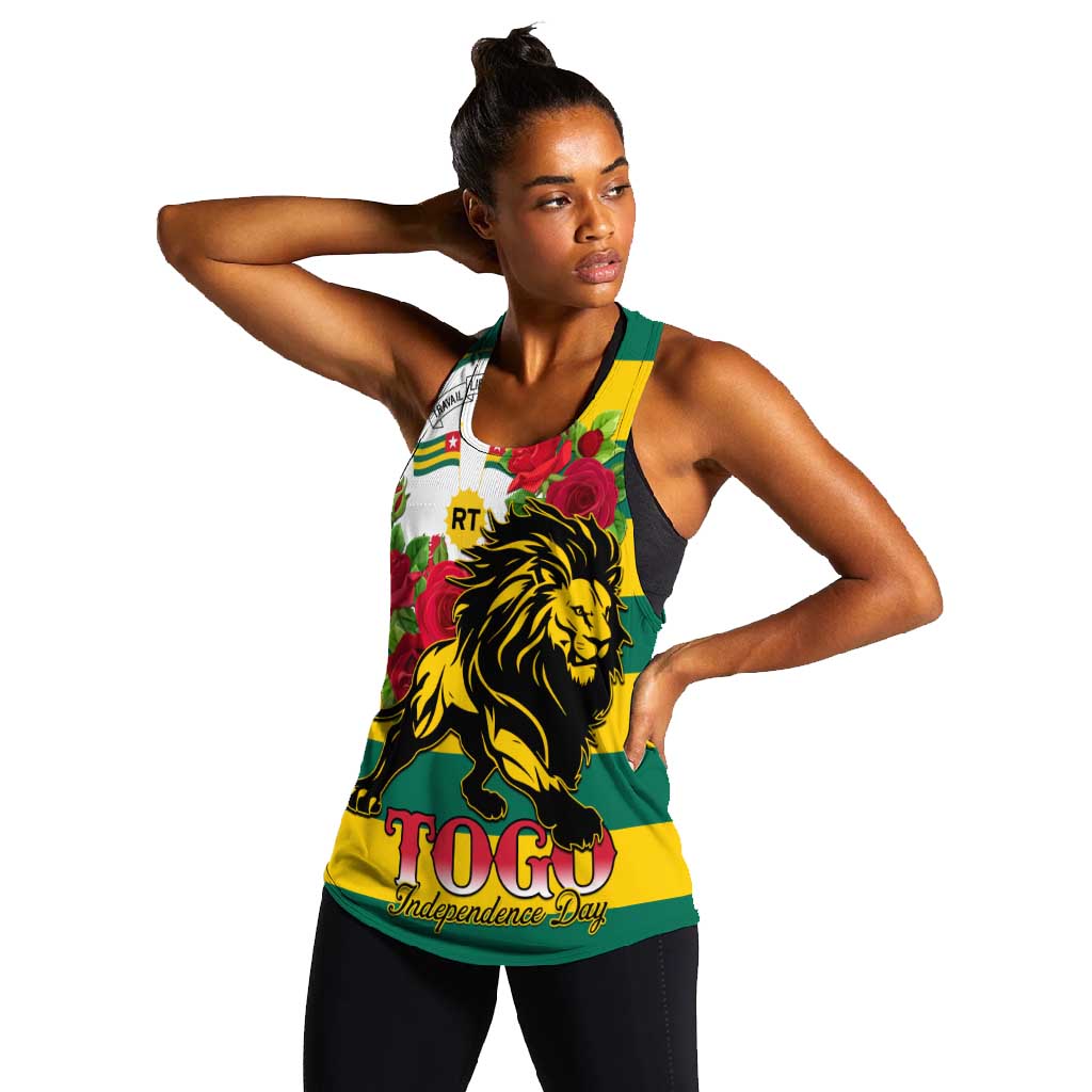 Togo Independence Day Women Racerback Tank Lion With Rosa Flag Style