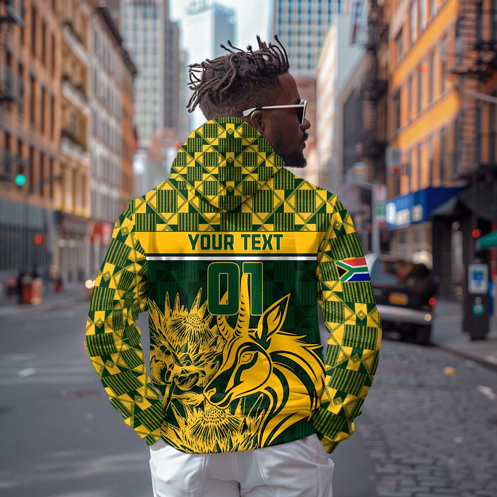 Custom South Africa Rugby Zip Hoodie - Go Springboks with African Pattern