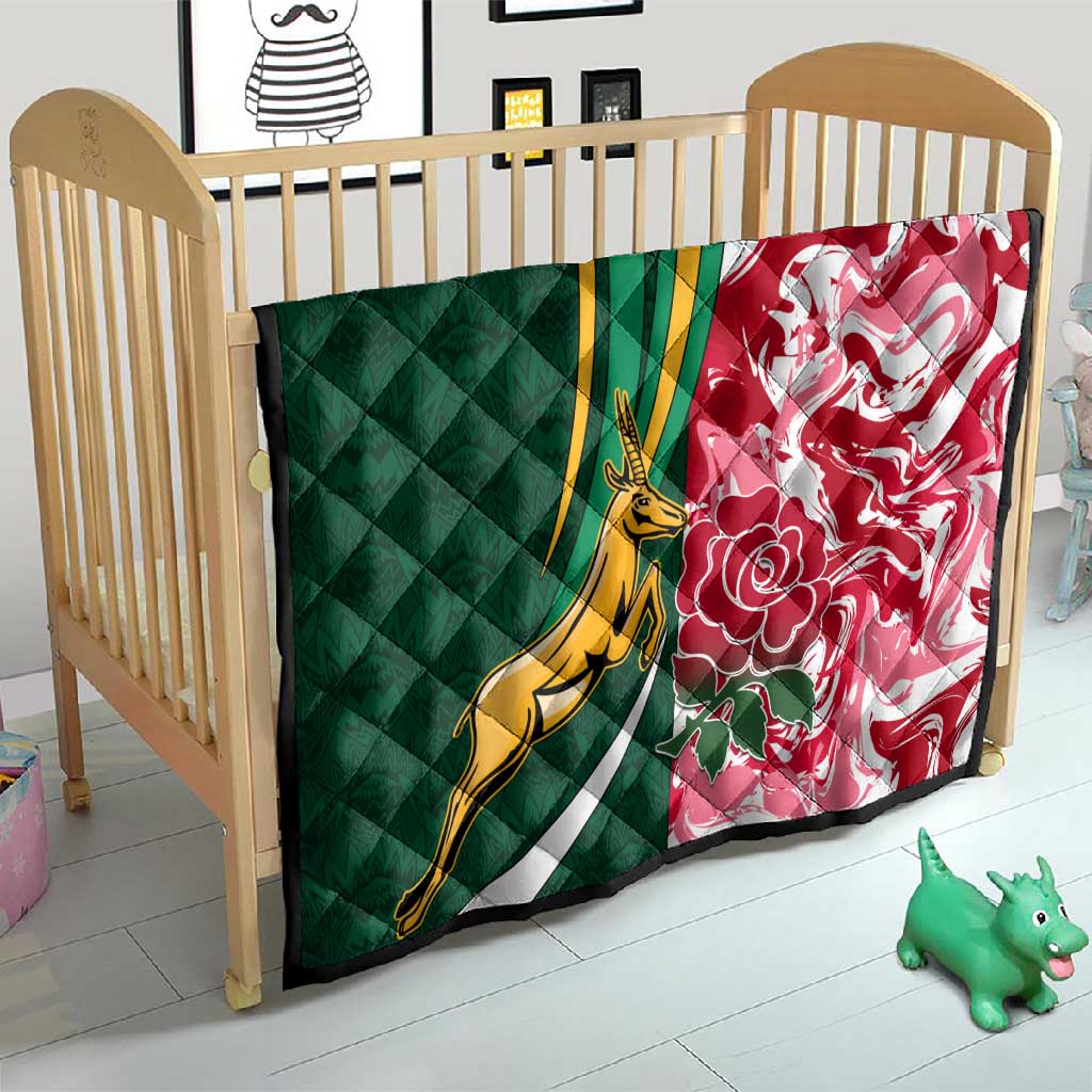 South Africa and England Rugby Quilt - The Red Rose with Protea Pattern