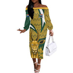 Custom South Africa Rugby Off The Shoulder Long Sleeve Dress - Come On Bokke, Champion World Cup