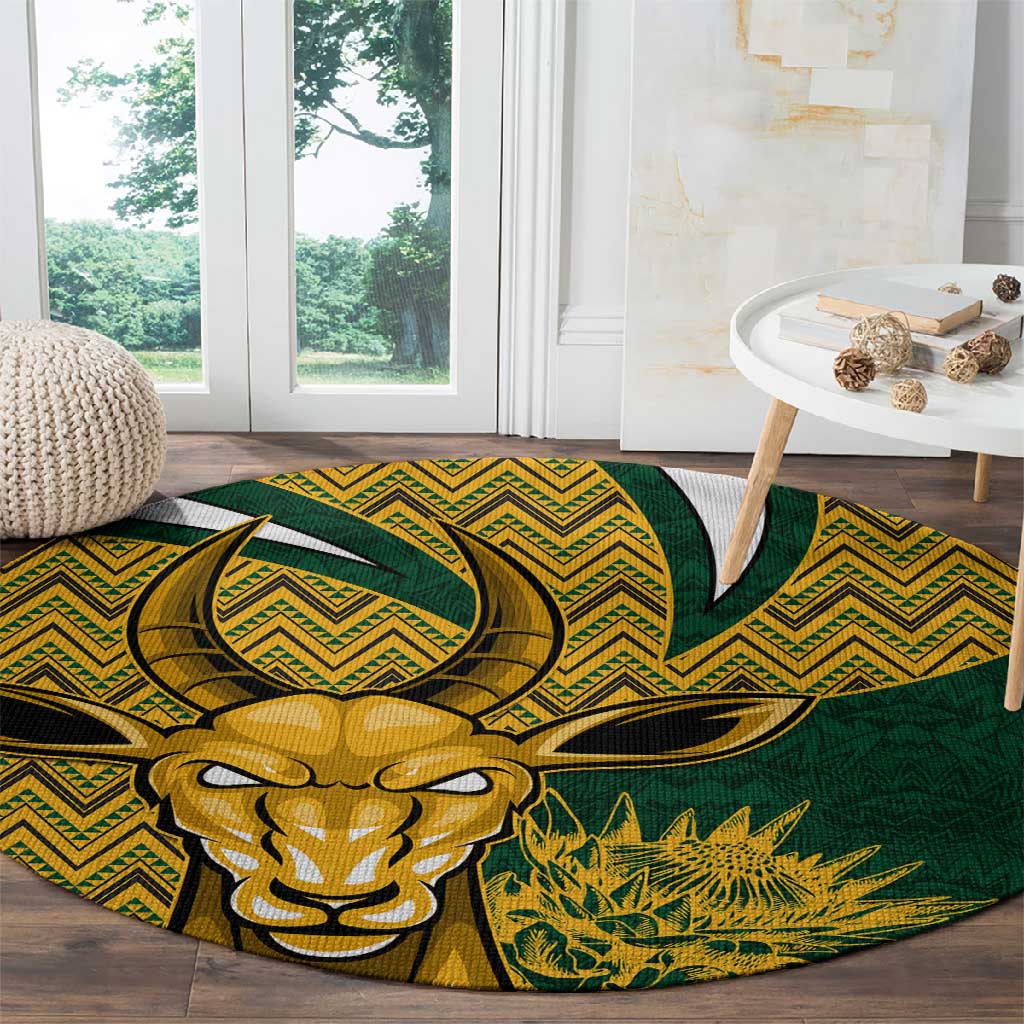 South Africa Rugby Round Carpet - Come On Bokke, Champion World Cup
