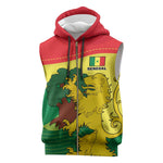 Custom Senegal Sleeveless Zip Hoodie with Bahamian Lion and Baobab Flag Style - African Pride