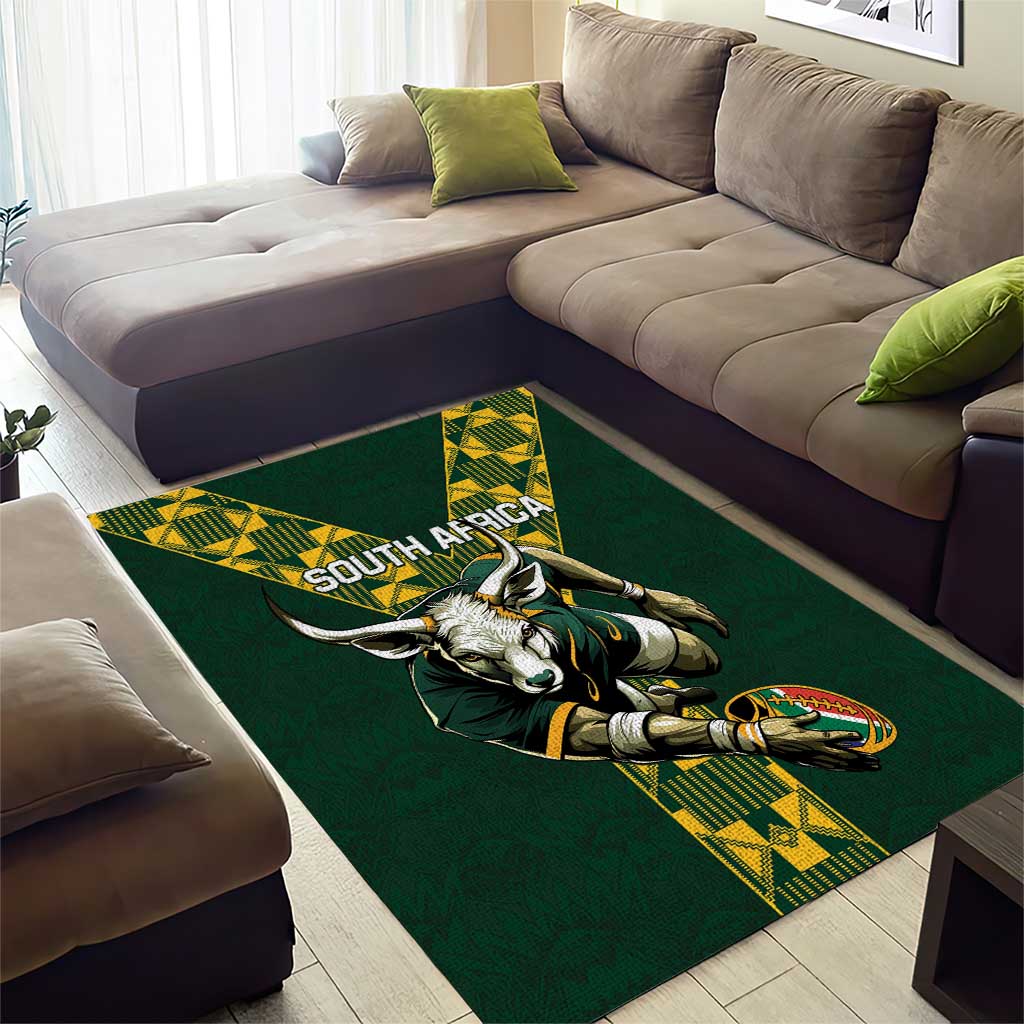 South Africa 2024 Rugby Area Rug Go Springboks Protea Pattern
