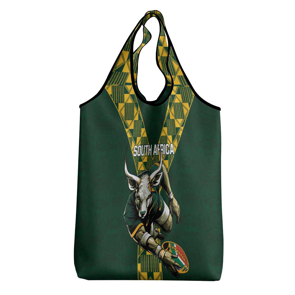 South Africa 2024 Rugby Grocery Bag Go Springboks Protea Pattern