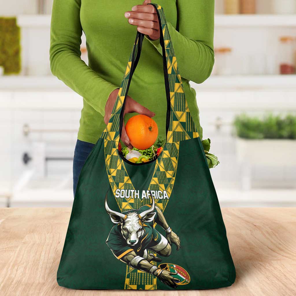 South Africa 2024 Rugby Grocery Bag Go Springboks Protea Pattern