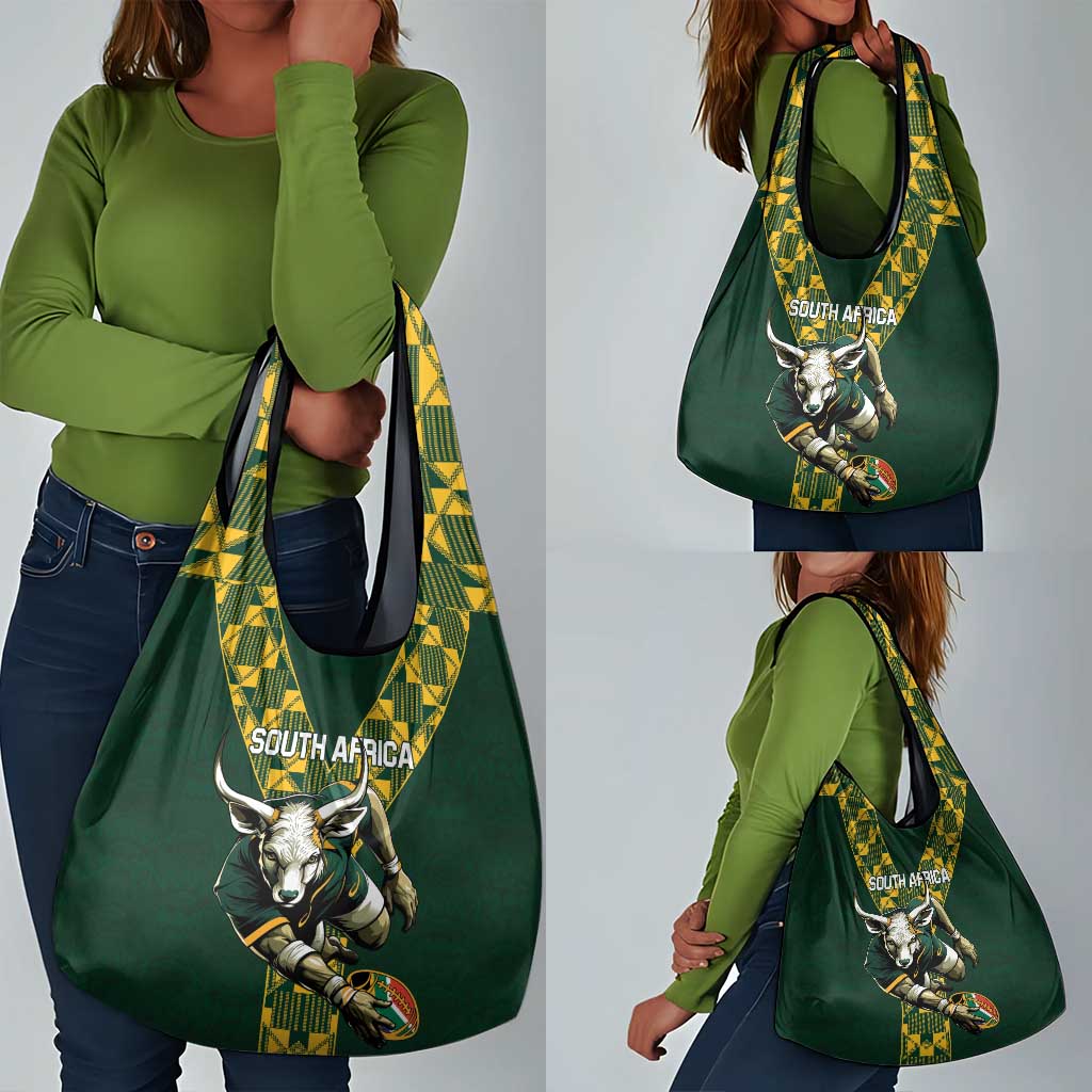 South Africa 2024 Rugby Grocery Bag Go Springboks Protea Pattern