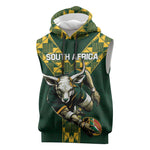Custom South Africa 2024 Rugby Sleeveless Hoodie Go Springboks Protea Pattern - African Pride