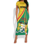 Personalized Benin Independence Day 1960 Short Sleeve Bodycon Dress Fraternite Justice Travail LT01