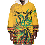 Personalized Black Jamaican Independence Day 1962 Wearable Blanket Hoodie Jumieka Streamertail Reggae Pattern LT01