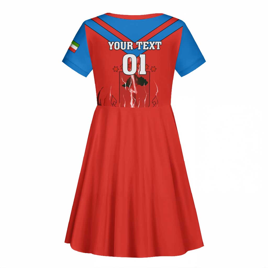 Support Nzalang Nacional - Equatorial Guinea Football Kid Short Sleeve Dress