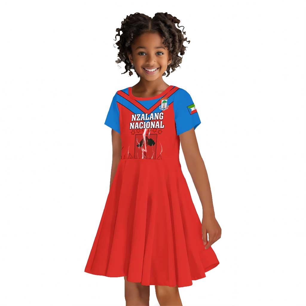 Support Nzalang Nacional - Equatorial Guinea Football Kid Short Sleeve Dress