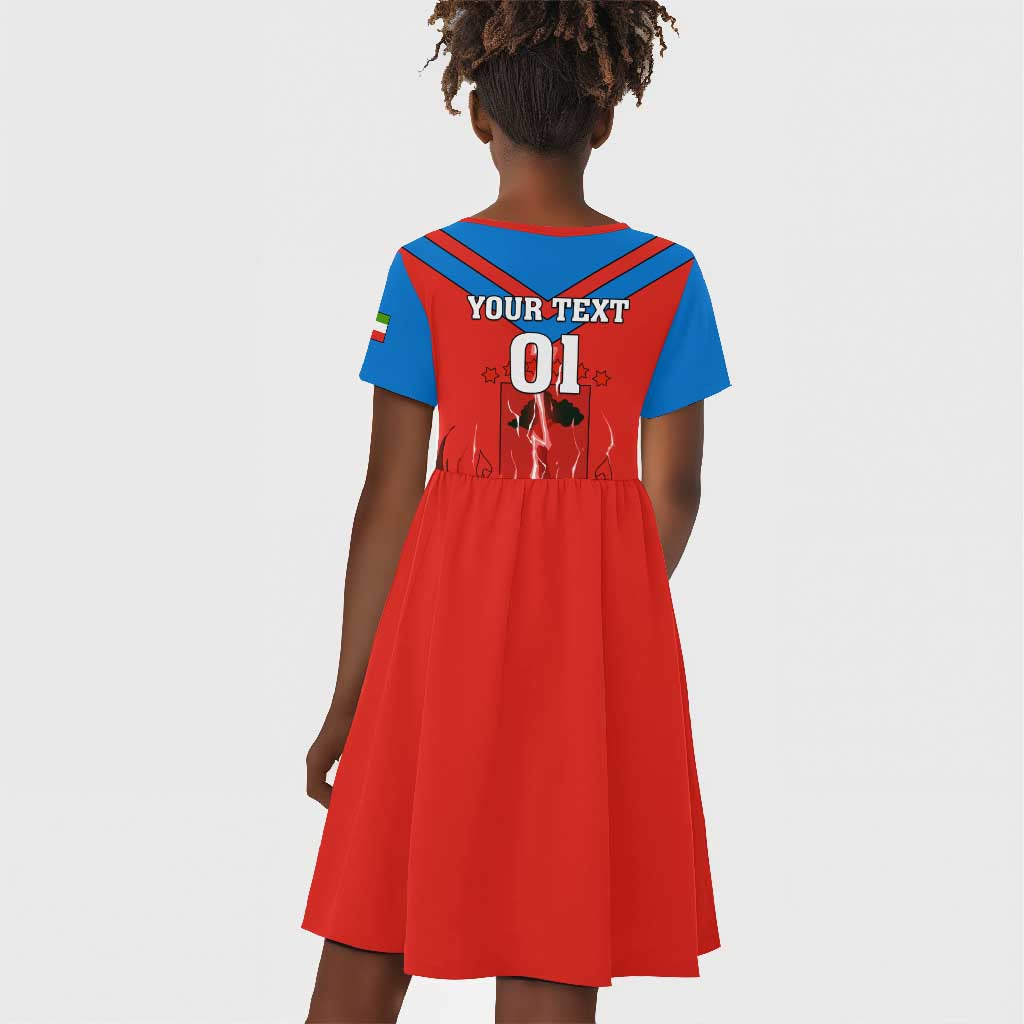 Support Nzalang Nacional - Equatorial Guinea Football Kid Short Sleeve Dress